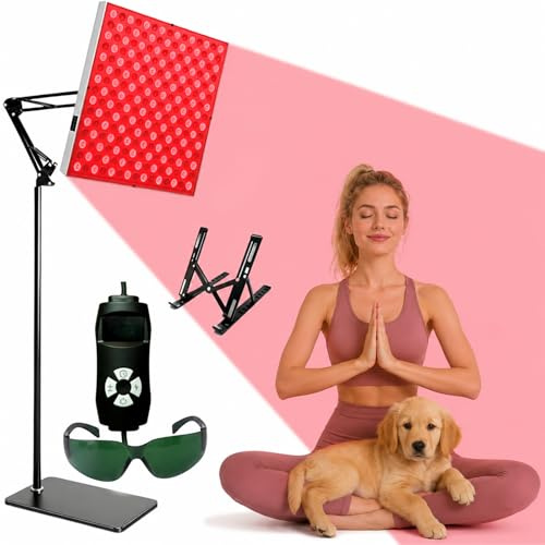 Rödljusterapipanel, 225 LED med 660nm rött & 850nm infrarött ljus | Infraröd ljuspanel med stor täckning, golv-, häng- och bordsstativ, designad för helkroppsvård och wellness hemma