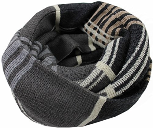 Rotfuchs Loop Schlauchschal Schal Strickschal Karo modisch grau-beige 100% Wolle (Merino) R764