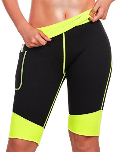 TrainingGirl Inches Slimmer Hot Neoprene Sauna Sweat Shorts for Women Weight Loss Slimming Pants Workout Body Shaper Yoga Leggings (Black Hot Sauna Shorts, S (US 6-8))