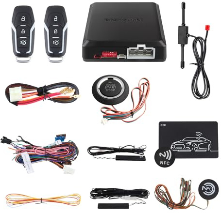 EASYGUARD EC002-FO2 Smart Key PKE car Alarm System, Passive Entry, Push Start Button, auto Play, keyless Start dc12v