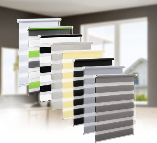 Eurohome Clamp-Fix Double Roller Blind, No Drilling Required, Transparent and Opaque Privacy Screen Blind with Clamping Brackets for Windows