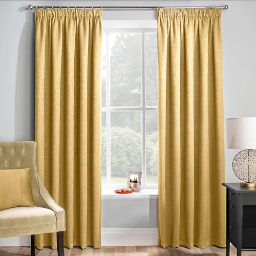Enhanced Living Matrix Yellow/Ochre Curtains for Living Room - 66x54 inch (168x137 cm) - Tape Top Noise Reducing Thermal Curtains for Bedroom - 2 x Curtain Panels