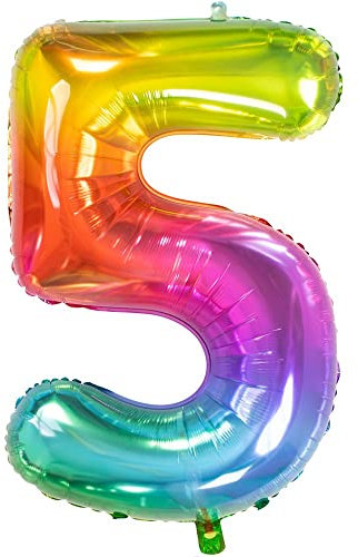 Folat 63245 Folienballon Yummy Gummy Rainbow Ziffer/Zahl 5-86 cm, Mehrfarbig