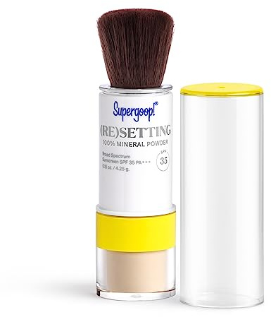 Supergoop! (Re) setting Face Powder SPF 35, Translucent - Broad Spectrum Mineral Sunscreen - 0.15 oz - Shine Control, Matte Finishing, On-the-Go Sun Protection