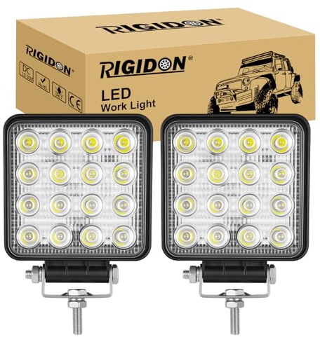 RIGIDON 2x fyrkantiga LED-arbetslampor 4 tum 48W dimstrålkastare 12V 24V