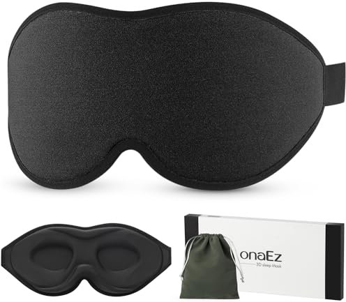 onaEz Sleep Masks, 2023 Upgraded 100% Darkness 3D Sleep Eye Mask with 12mm Recessed Eye Sockets, Breathable Comfortable Soft Milk Ice Silk Sleeping Mask for Traveling Napping All Night Sleeping Yoga