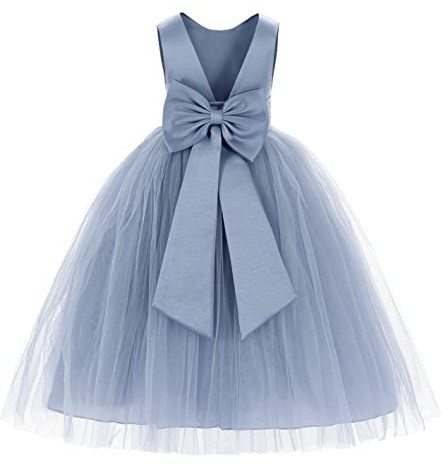 ekidsbridal V-Back Satin Flower Girl Dress Toddler Communion Gown Formal Dresses 219T 8