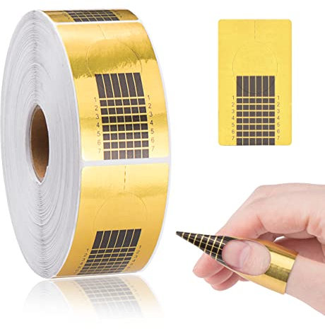 500 Stück Nagel-Schablonen, Nagelschablonen Selbstklebende Modellierschablonen für Gel-Nägel & Nagel-Verlängerung Golden Schablonen