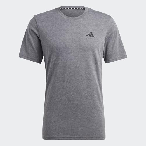 Adidas Homme Train Essentials Feelready Training Tee, Dark Grey Heather/White/Black, S