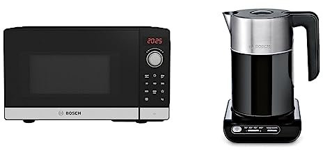 Bosch Serie 2 FFL023MS2B Freestanding microwave, 44 x 26 cm, Stainless steel & Styline TWK8633GB Variable Temperature Cordless Kettle, 1.5 Litres, 3000W - Black