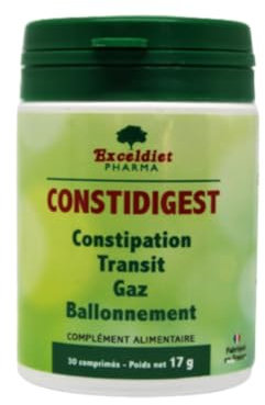 Constidigest - Laxatif Doux contre la constipation 30 comprimés Naturels - Régule le Transit Intestinal - Nettoie, Detox et Purifie le Colon - Ballonnements et gaz