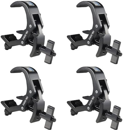 Truss Clamp Stage Light Clamp, 4PCS GZhuoNan Professional 38-60 mm Aluminium Black Light Clamps with TUV Certified, Heavy Duty 220LB Lighting Clamps, Fit for 1.5-2.4 Inch OD Tube/Pipe