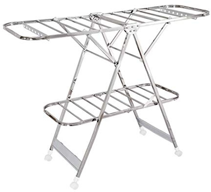 GSKDBCC Stendibiancheria, stendibiancheria con 4 Ruote, 2 Supporti, stendibiancheria Pieghevole, stendibiancheria ad Aria con Ali, stendibiancheria Multifunzionale Chaser of Light