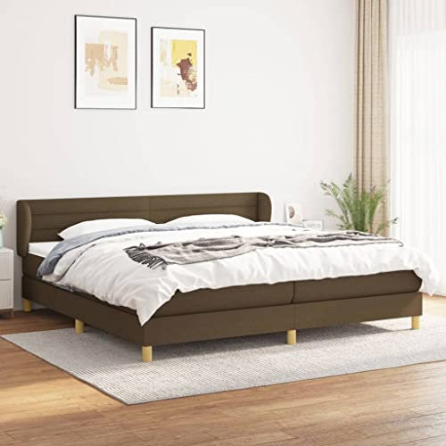 OHOOWOO Boxspringbett mit Matratze Dunkelbraun 200x200 cm Stoff,Boxspringbett Dunkelbraun Entspannung pur für Rückenund Bauchschläfer