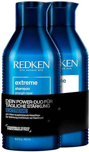 Redken Pflegeset für sprödes und geschädigtes Haar, Anti Haarbruch, Mit Interlock Protein Network, Extreme Shampoo 500 ml & Conditioner 500 ml