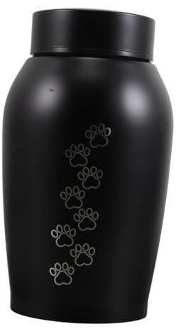 ibasenice Urna para Cenizas de Mascotas Halloween, Acero Inoxidable Negro