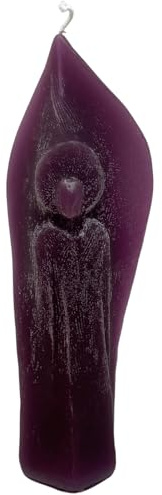 Herzmensch Engelkerze 23 cm violett lila mit Resten von Kirchenkerzen Engel Wachskerze handgegossen als Trostgeschenk oder Trauerkerze