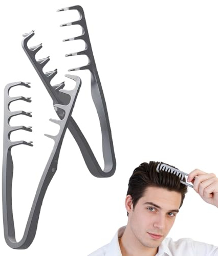 VRYNDH Peine texturizador Hombre,2 Peine De Dientes Anchos, Herramienta para Dar Volumen A Las Raíces, Accesorio para El Cuidado del Flequillo, Diseño Sin Costuras, para Mujeres Y Hombres,Gris