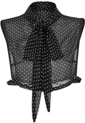 Hemobllo Faux Col Femme Amovible Col Demi-Chemisier Noir À Pois De Chemise Détachable Pour Pull Robe Bureau Et Tenues D’Automne-Hiver