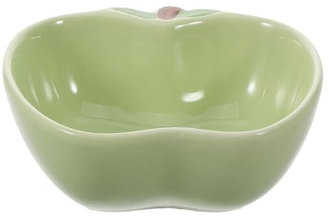 MERRYHAPY Tazón de Cerámica para Comida y Agua de Hámster con Diseño de Manzana Verde Cuenco Antideslizante para Jerbo Ratón Chinchilla y Pequeños Animales