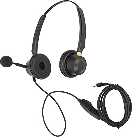 Pongnas H600D-2.5-MV Brusreducering Kundtjänst Telefonheadset med Volymkontroll och Mikrofon för Kontorsbruk