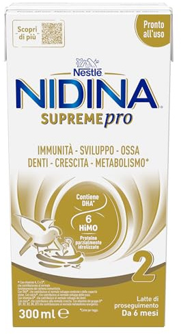 NIDINA SUPREMEpro 2 Latte di Proseguimento Liquido da 6 mesi, 12 Brick da 300ml (3,6L)
