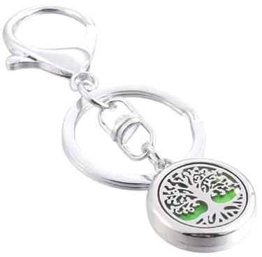 Generico Albero della Vita Portachiavi in Acciaio Inox con Diffusore di Oli Essenziali Aromaterapia Profumo Portafortuna Gadget Accessori da Viaggio Idea Regalo