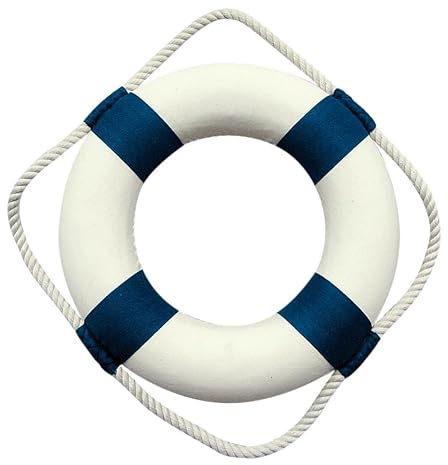 Sea-Club Bouée de sauvetage décorative maritime en polystyrène/tissu Ø 20 cm Bleu/blanc