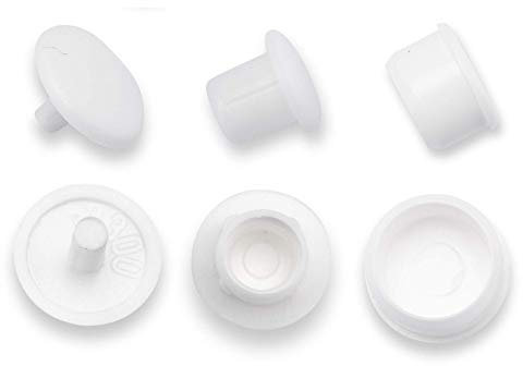 100 Abdeckkappen für Bohrlöcher aus Kunststoff, Weiß - Blindstopfen Bohrloch Abdeckungen in verschiedenen Größen