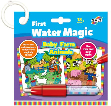WATER MAGIC Baby Farm Animals, Reusable Colouring Book - Age 18 Months Plus | Fun, Mess-Free Babies & Toddlers Drawing Activity, Reusable Picture Book - Colour & Reveal Hidden Pictures with the Water Pen