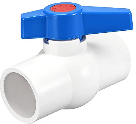 sourcing map Ball Valve, 40mm ID PVC Socket End Shut off Valve for Aquarium Setup, Sump Pump, Pool, Garden Sprinkler White Blue