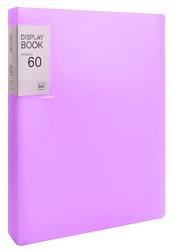 Portalistino A4 con 60 Tasche, Raccoglitore con Buste Trasparenti, Trasparenti Libro di Presentazione in PP, Cartella del Progetto di Presentazione per Casa Scuola Ufficio Fogli di Musica (Viola)