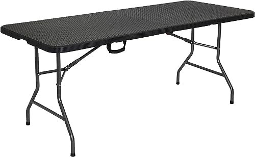 Brigros - Tavolo Pieghevole Da Giardino Perfetto Come Tavolo Da Campeggio, Da Buffet, Da Cucina | Tavoli Pieghevoli A Valigetta Con Maniglia Salvaspazio (NERO 180x74x74)