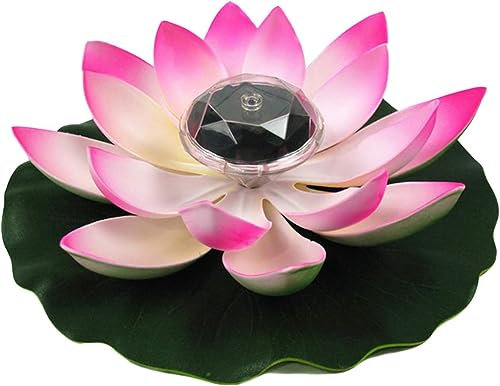 Fiore di loto artificiale galleggiante a energia solare con ninfea, decorazione solare a LED per giardino, piscina, piscina, giardino, serbatoio (rosa)
