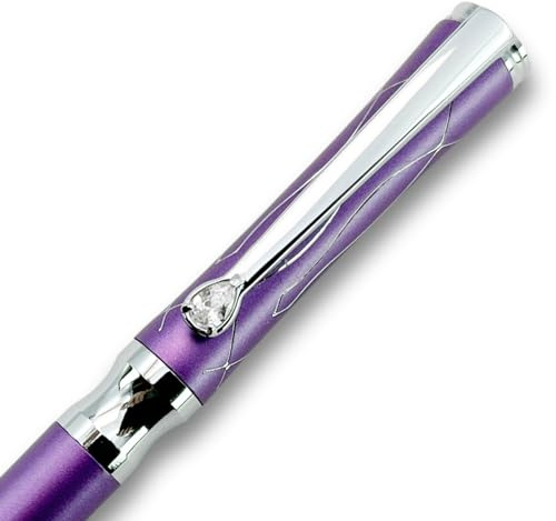 LACHIEVA LUX Elegante bolígrafo de metal ejecutivo de cristal con recambios fabricados en Alemania, instrumentos de escritura de lujo de alta gama para mujer, color morado