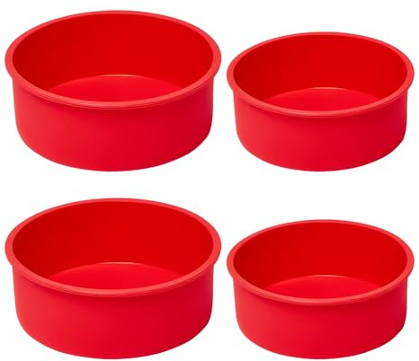 saphe 4 packs Silicone Cake Pans for Baking,Round Cake Molds for Cupcake,Cheese Cakes and Chocolate Cakes, Non-stick silicone bakeware sets BPA free(2 pcs 6 inch + 2 pcs 8 inch)