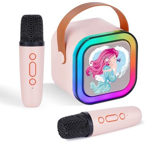 DYNASONIC A29 Karaoke mit Zwei Mikrofonen Bluetooth Karaoke Lautsprecher Kinder Elektronisches Spielzeug Kinder Geschenke für 3-15 Jahre (Sirene)