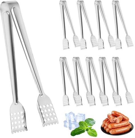 10 Stück Küchenzange Edelstahl Set,7 Zoll Edelstahl Servierzange Gebäckzange Zuckerzange Eiszang Eiswürfelzange für Kaffee, Küche, Hochzeit, Bar, Party und büfett Grill Picknick