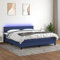 KOIECETA Boxspringbett mit Matratze LED Doppelbett Bett Polsterbett Bettgestell Bettrahmen Lattenrost Schlafzimmerbett Hotelbett Blau 180x200 cm Stoff