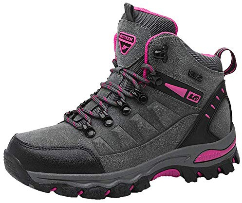 Chaussures de randonnée imperméables pour femme - Coupe large - Base épaisse - Confortables - Antidérapantes - Légères - Chaussures de marche pour sports de plein air