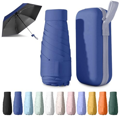 Detontek Pocket Umbrella Foldable Compact, Mini Folding Travel Umbrella, Umbrellas, 6 Ribs Mini Travel Sturdy Pocket Umbrella Portable Uv Umbrella With Storage Box