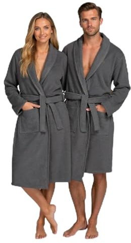 BOSKIMO Badrock Unisex 100 % bomull OEKO-TEX – morgonrock för män och kvinnor – amerikansk curl 420 gsm – mjuk och mycket absorberande