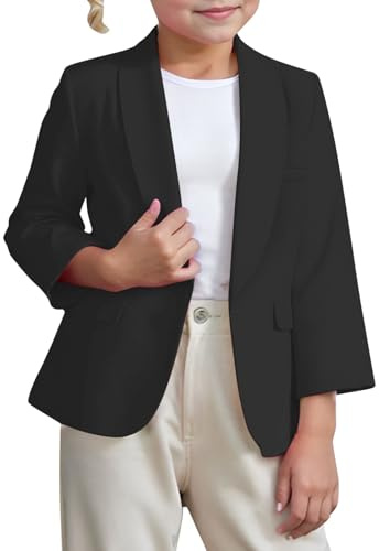 Genérico Chaqueta Cruzada Ballet Niña - Chaqueta De Traje Informal Para Niñas Con Diseño Elegante Y Corte Clásico Infantil (Black, 7-8Years)