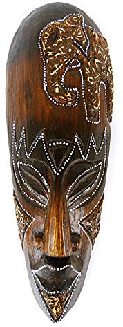 Maschera, motivo elefante in legno 30 cm – Decorazione Etnica Chic