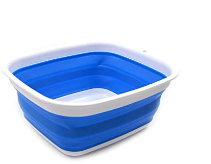 SAMMART 7.7L (2 Gallon) Collapsible Tub - Foldable Dish Tub - Portable Washing Basin - Space Saving Plastic Washtub (Blue, S)