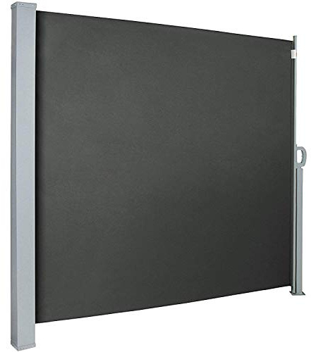 UISEBRT Seitenmarkise 160 x 300cm Seitenrollo Sonnenschutz Sichtschutz Windschutz für Balkon Terrasse Garten, Rauchgrau