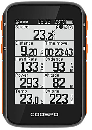 COOSPO BC200 Ciclocomputer GPS Bluetooth 5.0 ANT+, Computer Bicicletta Senza Fili Wireless con LCD schermo 2.4 Retroilluminazione Automatica, Tachimetro Contachilometri Bici Impermeabile IP67
