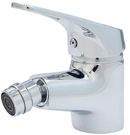 Fontastock URBEL FSKFGB001 grifo monomando para bidé con aireador giratorio, cartucho cerámico de 40 mm, latiguillos de 35 cm incluidos, maneta de zinc y cuerpo de latón
