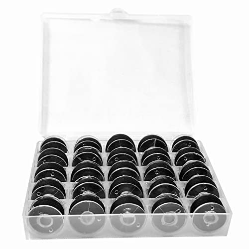 Nähgarn Set für nähmaschine, nähmaschinen spulen,Nähgarn,Spulen für Nähmaschine mit Aufbewahrungsbox, Schwarzes Nähgarn,25 Stück sortierte schwarze und weiße Farben, vorgewickelte Spulenfäden…