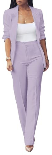 Business Suit Set for Women Office Outfits Blazer Jackets + High Waist Straight Leg Pants